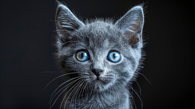 A Blue Kitten Portrait Capturing Its Innocence