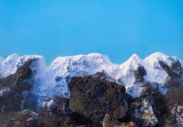 Blue Lagoon Iceland Natural background Geothermal spa for rest and relaxation in Iceland Warm springs of natural origin Blue lake and steam