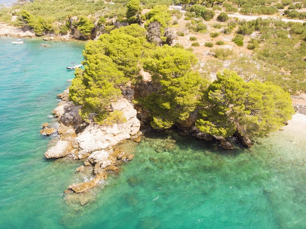 Blue lagoon island paradise Beautiful bay near Podgora town Makarska rivera Dalmatia Croatia