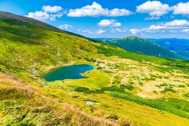 Blue lake in mountains