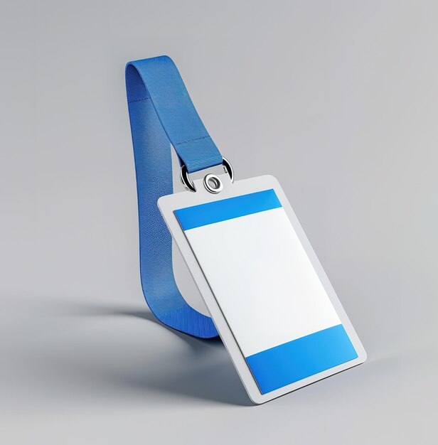 Blue lanyard with blank ID badge ideal for business and educational institutions high quality rendering