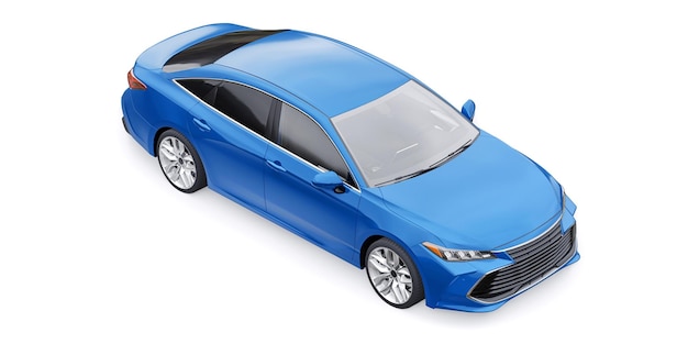 Blue large business sedan for work and family 3D illustration