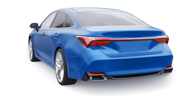 Blue large business sedan for work and family 3D illustration