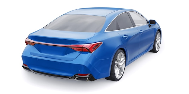 Blue large business sedan for work and family 3D illustration