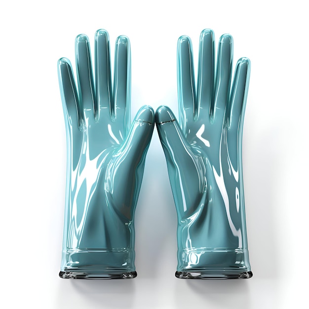 Blue latex gloves isolated on white background 3d render image