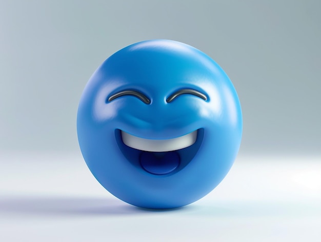 Photo blue laughing face emoji