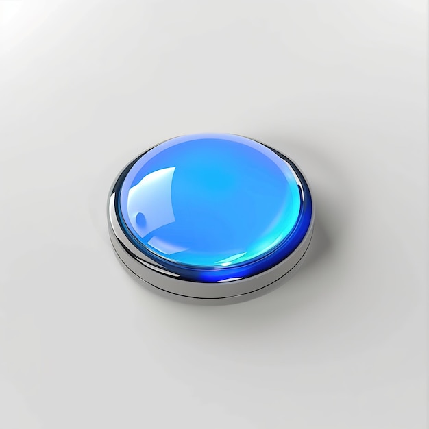 blue led button white background