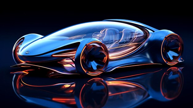 Photo blue light dreams capturing the futuristic elegance of angular electric cars in stunning photorealism