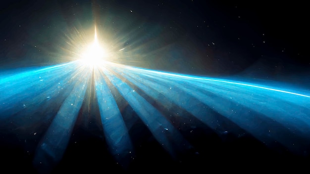 blue Light Lens flare on black background