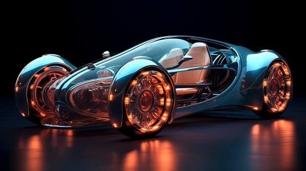 Photo blue light odyssey capturing the futuristic beauty of electric cars in photorealistic images