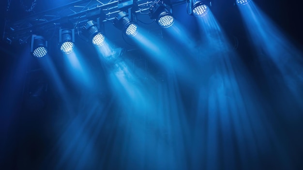 A blue light show with a blue background