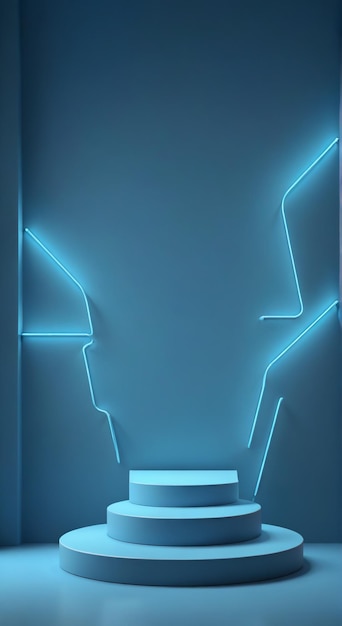 a blue light on a wall with a blue light