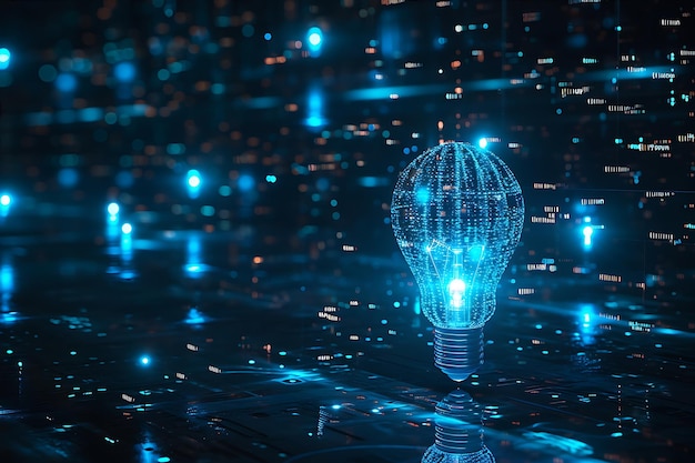 Blue Lightbulb Symbolizing AI Future