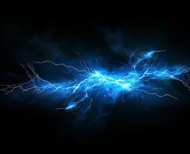 Blue lightning bolt on black background