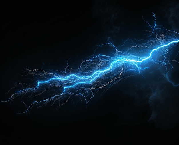 Blue lightning bolt on black background