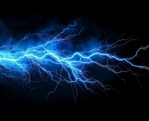 Blue lightning bolt on black background