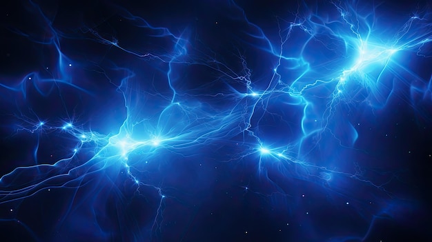 Blue Lightning Energy Graphic on Abstract Background - Power Up Your Designs with Technology.