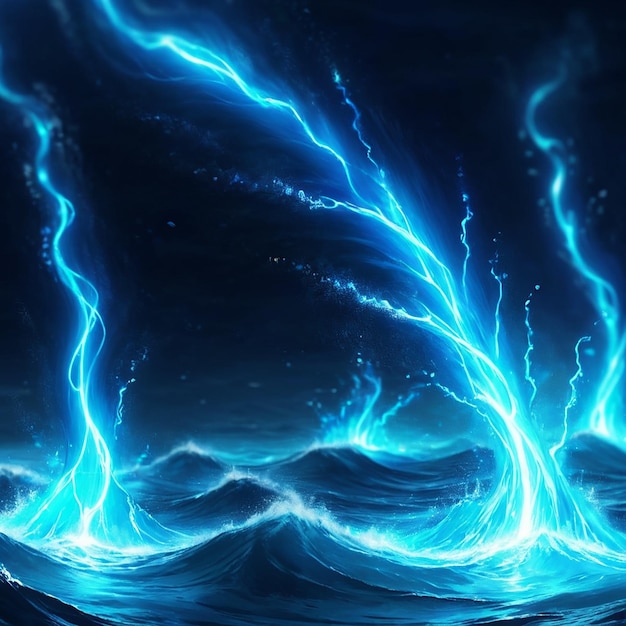 a blue lightning image with a blue background and the words lightning