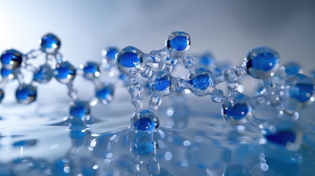 a blue liquid is being poured into a glass bowl