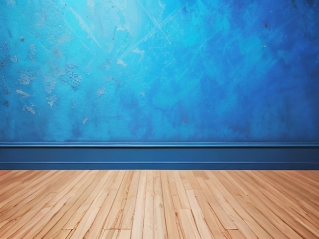 blue livingroom blue wall in empty room ai generated