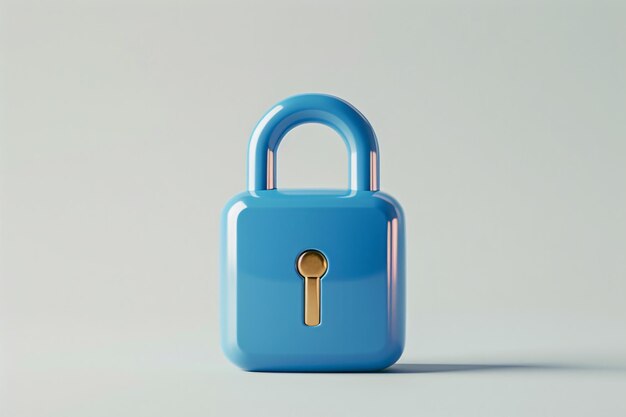 a blue lock with a gold keyhole