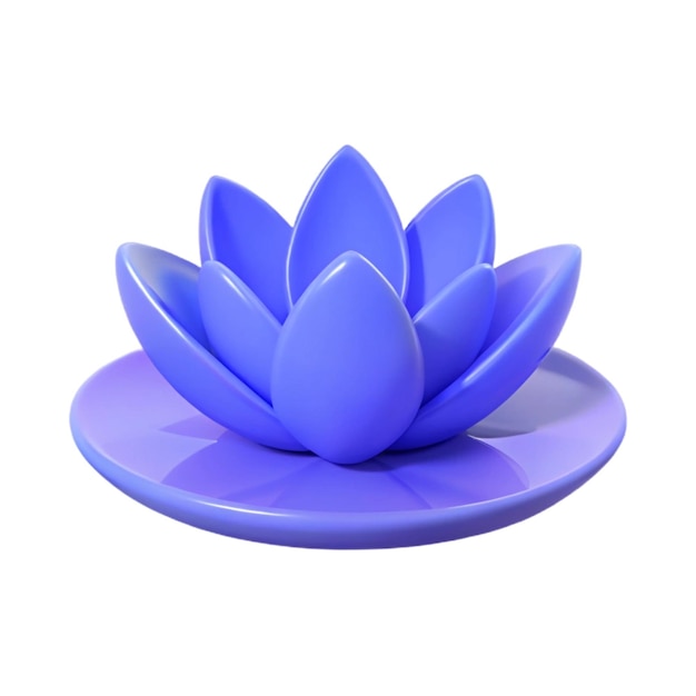 a blue lotus flower is on a purple plate