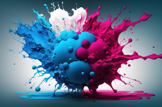 Blue and magenta color in the water exploding