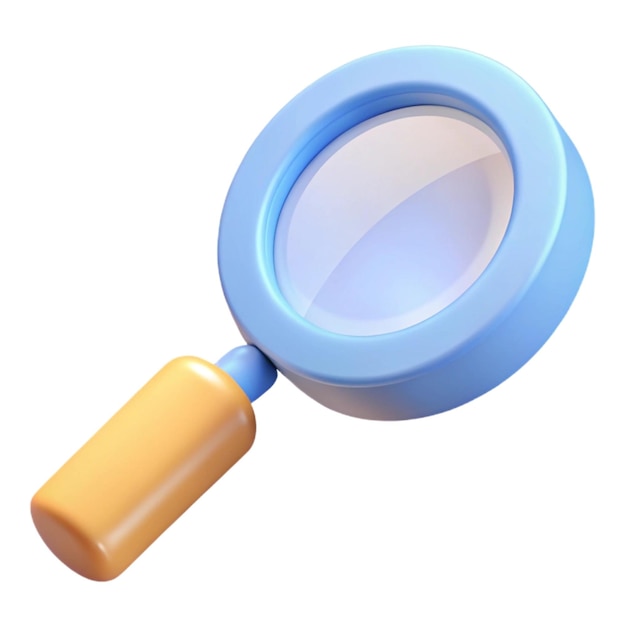 a blue magnifying glass is shown with a blue lid