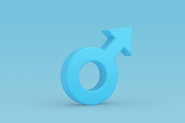 Blue Male Mars Gender Venus Symbol Icon on a blue background 3d Rendering