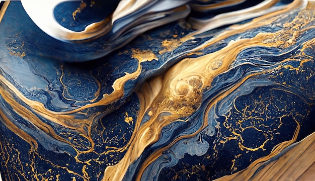 Blue marble and gold abstract vector background.  3d rendering. Raster illustration.