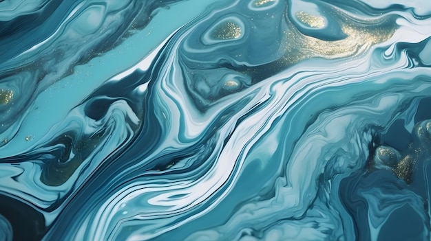 A blue marble painting with a white background