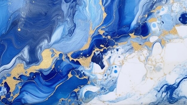 Blue marble with gold lines background