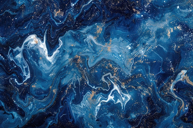 Photo blue marbled paint texture