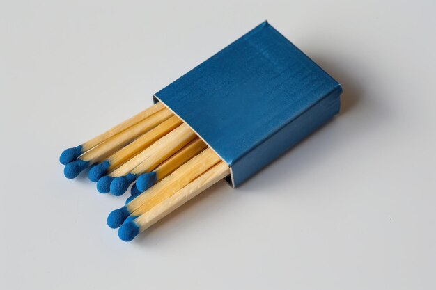 Photo blue matchbox on transparent background