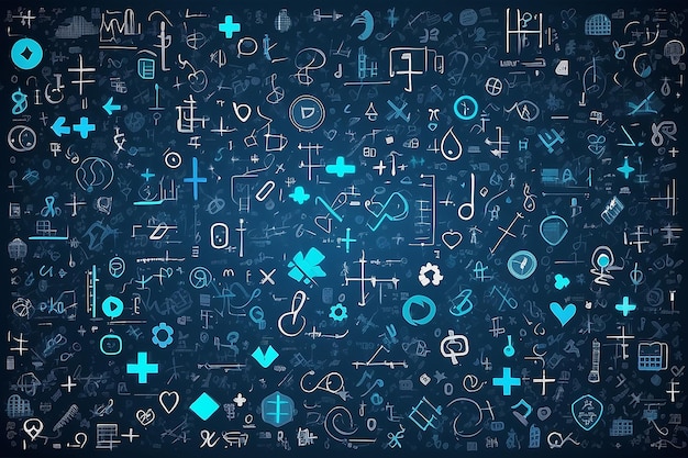 Blue Mathematical Plus Symbols Pattern Math Design Elements Background