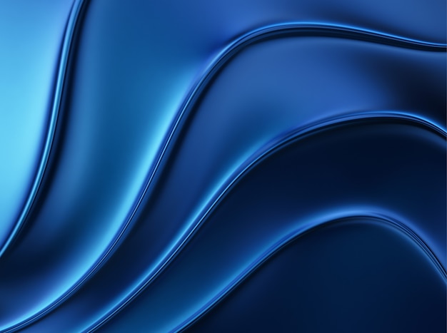 Blue metallic 3d background with four flowing lines.