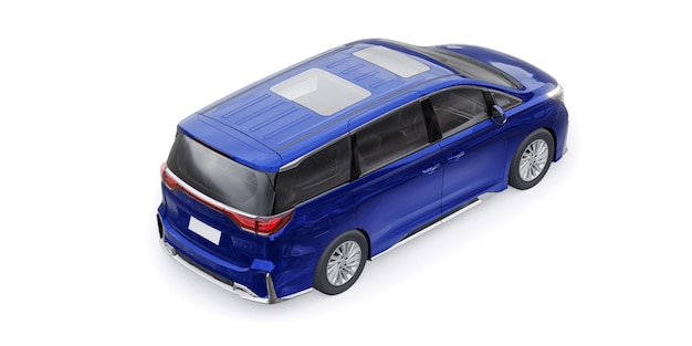 Blue Minivan family city car Premium Business Car 3D illustration