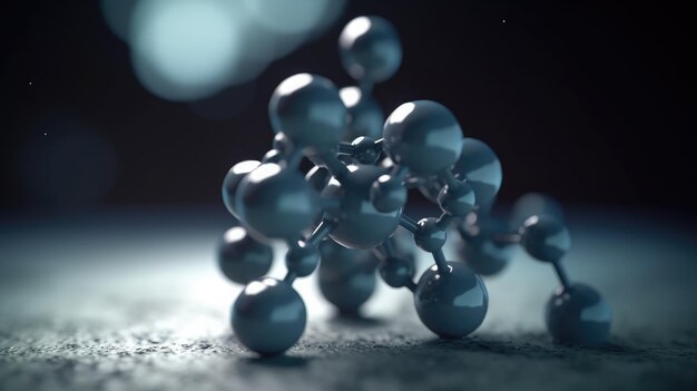 A blue model of a molecule made of metal with the number 10 on it.