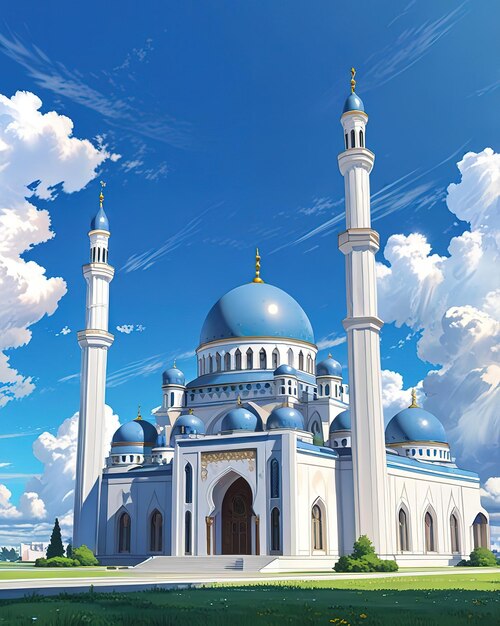 a blue mosque with a blue dome and a blue dome