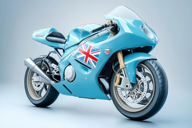 Photo a blue motorcycle with a british flag on the side ai photo