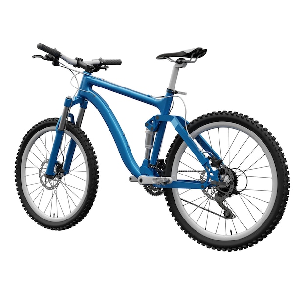 Blue mountain bike on an isolated white background 3d rendering