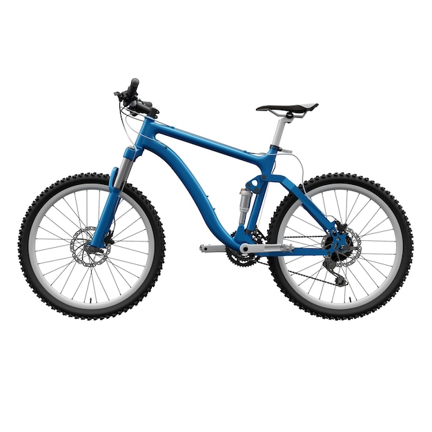 Blue mountain bike on an isolated white background 3d rendering