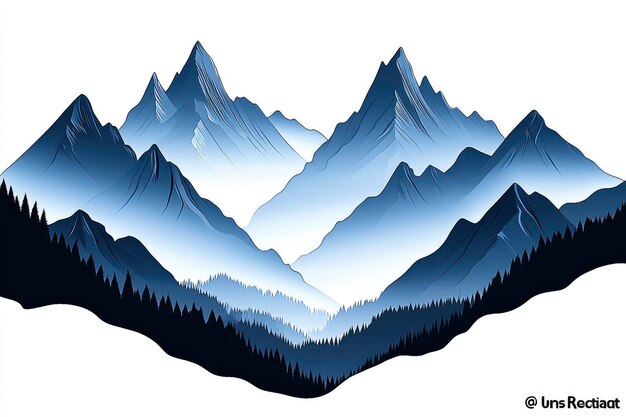 Photo blue mountains landscape illustration