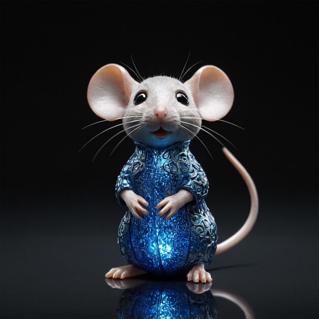 Photo a blue mouse with a blue body and a black background