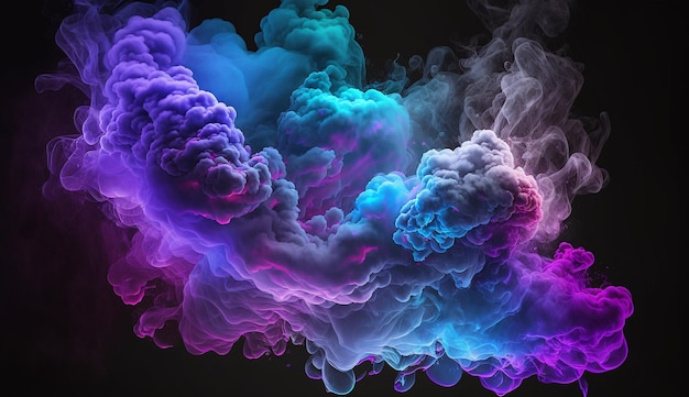 Blue neon cloud of smoke Generative AI