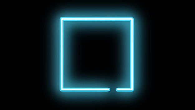 Blue neon frame on dark background