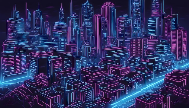 blue neon light city background