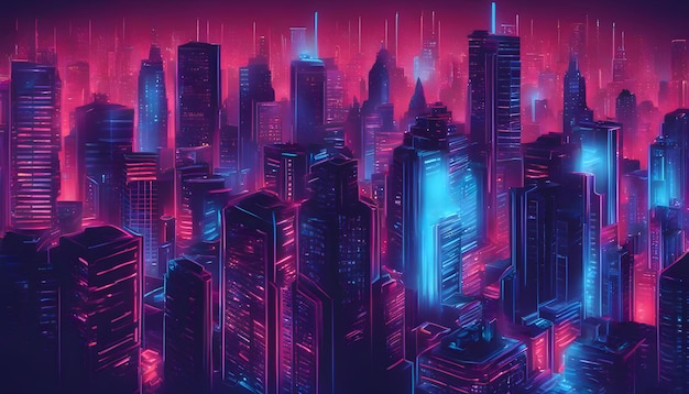 blue neon light city background