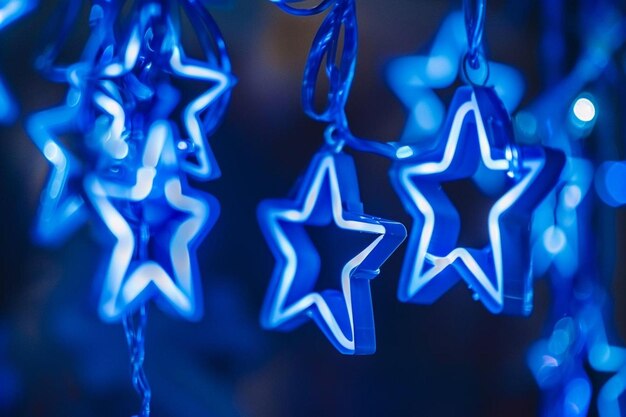 Blue neon light stars background