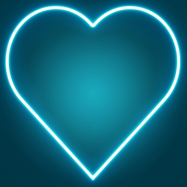 blue neon love for valentines day design copy space